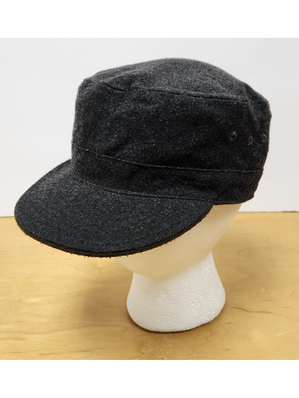Vintage Reversible Cadet Military Cap Charcoal Gray Olive Green Wool Blend S/M